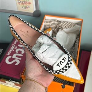 Kate Spade Yellow and White Taxi Flats